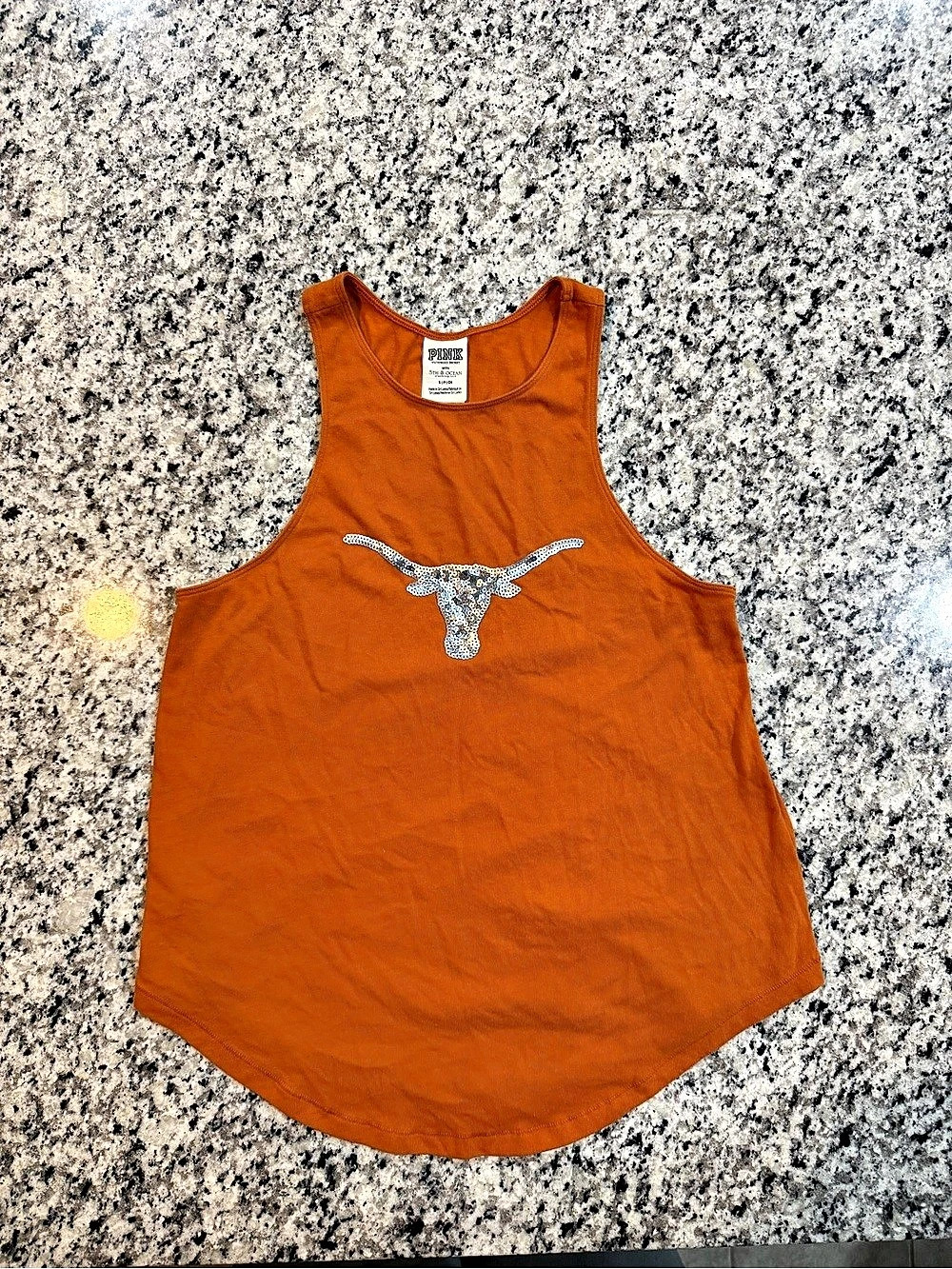 PINK Longline Graphic Tank Top in Orange Like New